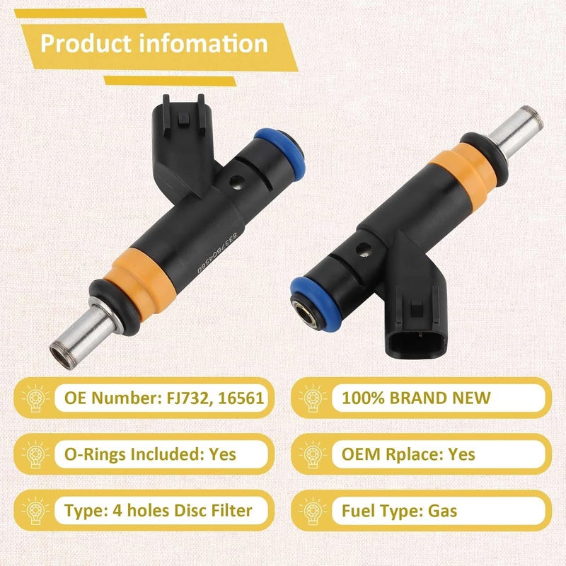 Pjvmvo FJ732 Compatible with/hemi 5.7L Fuel Injectors,Compatible with/Ram 1500,Compatible with/Dodge 5.7 Charger Durango,Compatible with/Jeep Grand Cherokee 2009 2010 2011 2012 2013 |4 Holes| |Set of 8| - Image 3